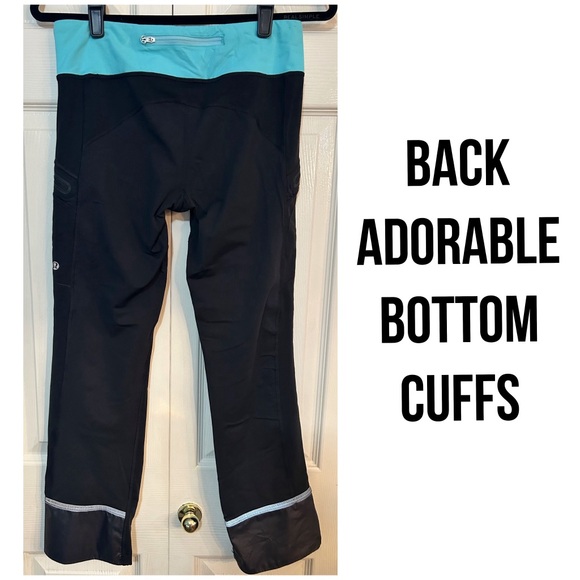 Lululemon, Black & Turquoise Blue, Ankle Cropped Leggings. Size 8 - Picture 7 of 7